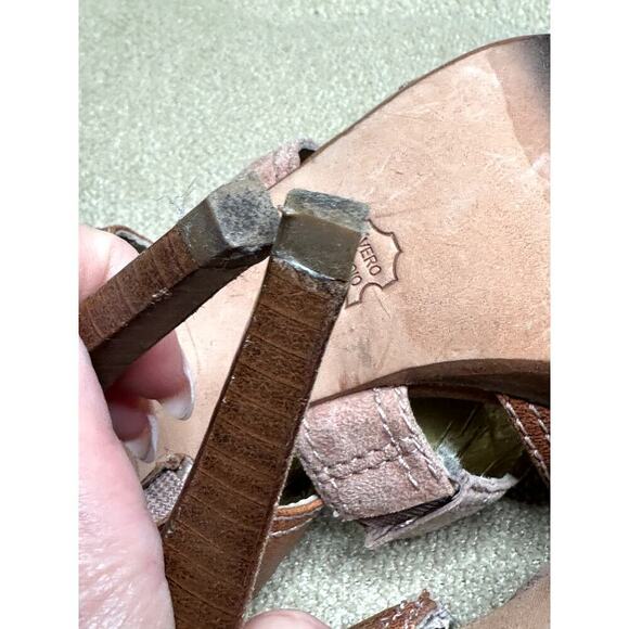 Charles David Brown Tan Leather Suede Stilettos Heels Studded Sandals Size 8.5 - Picture 9 of 9